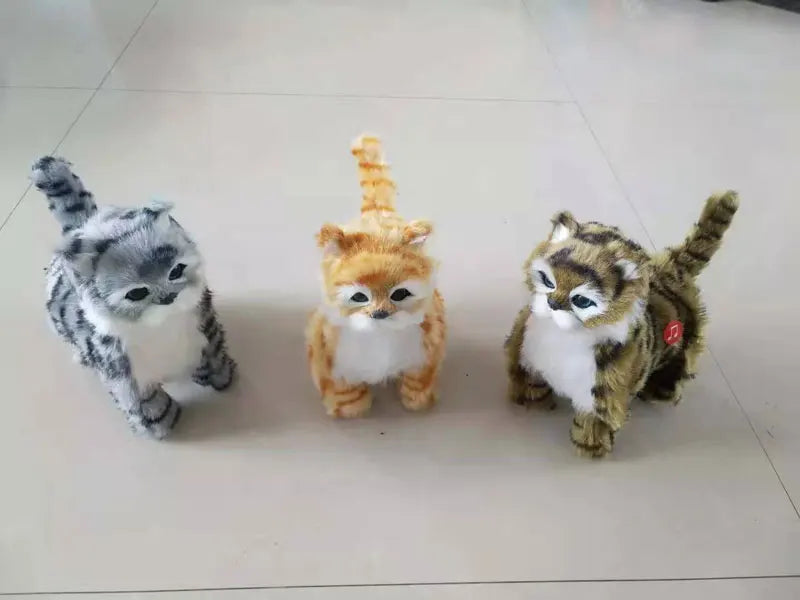Robot Cat Toy Interactive Electronic Plush Animal Sound Control Sing Song Music Pet Touch Control Kitty For Kids Birthday Gift