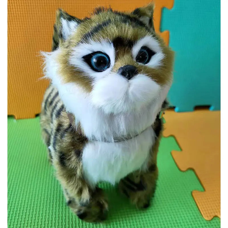 Robot Cat Toy Interactive Electronic Plush Animal Sound Control Sing Song Music Pet Touch Control Kitty For Kids Birthday Gift