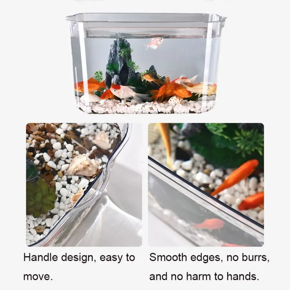 Transparent Explosion-proof Plastic Fish Tank Fall Prevention PET Desktop Goldfish Bowl Small Ecological Water Tank
