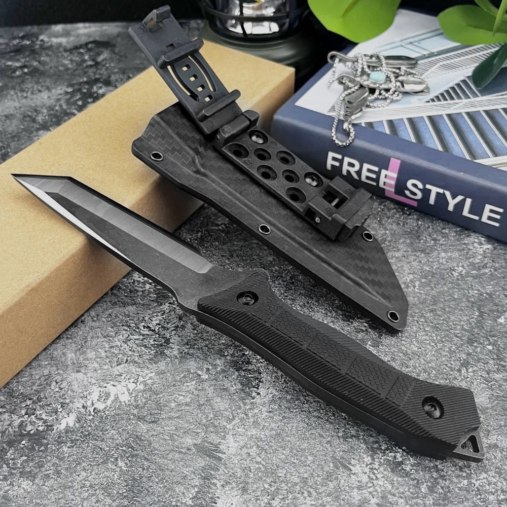 Hiking Travel  Camping Knife with Sheath   Fixed Blade 420 Steel Blade ABS Handle Outdoor High-Hardness Hiking Climbing Knife