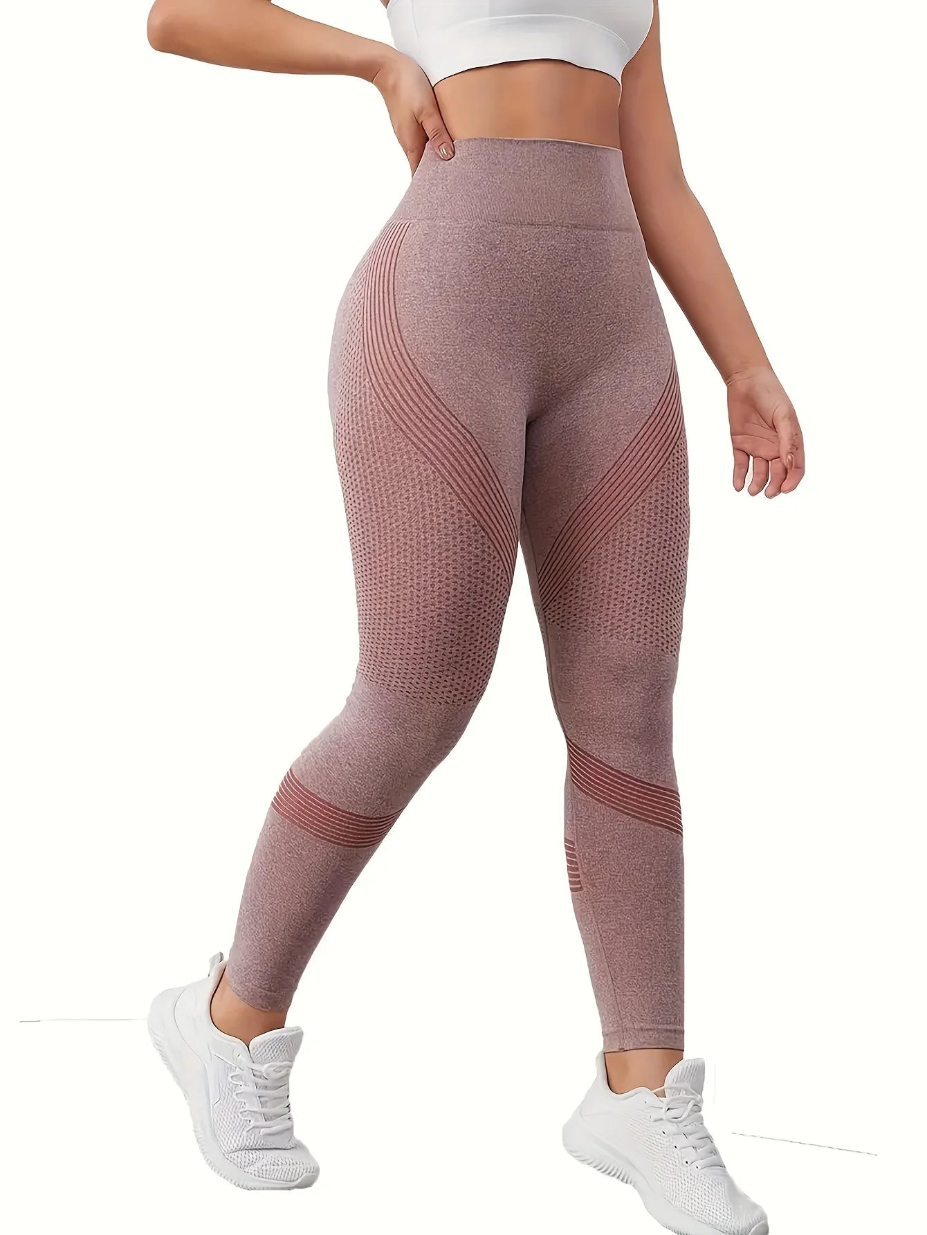 Solid high-waisted abdominal control fitness yoga pants, quick-dry running and yoga pants for hip lifting, women's sportswear