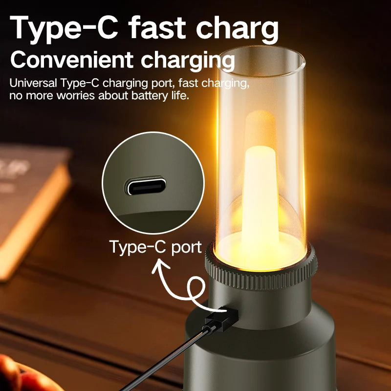 New Camping Atmosphere Lamp with Extra Long Battery Life, Retro Illumination, Lantern, Campground, Home Use, Rechargeable, Outdo