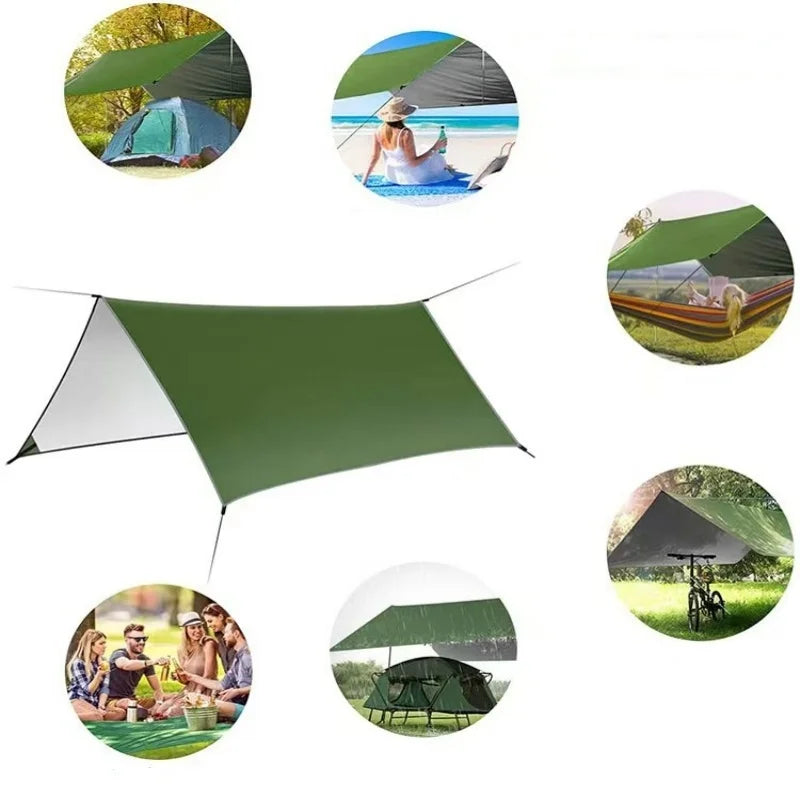 Camping Canopy: A Multifunctional Outdoor Shelter Featuring Four Elastic Guy Lines and Two Ground Anchors （Without support rods）