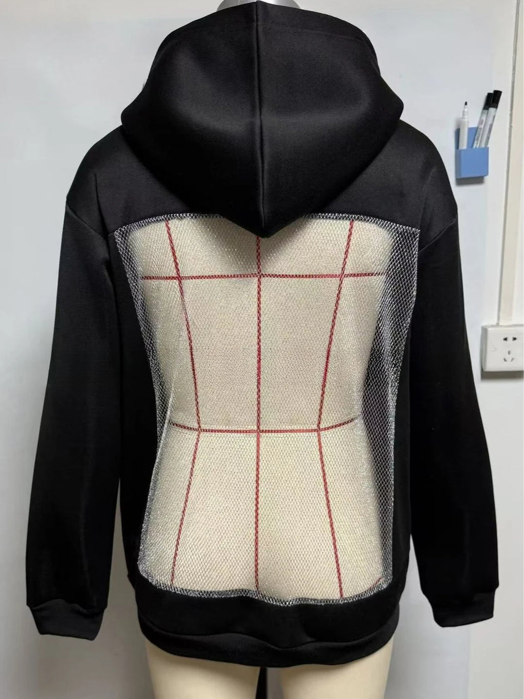 Hoodie Hollow Mesh Back Women'S Sweatshirt Casual Long Sleeve Headband Pocket Women's Open Back Hoodie with Sheer Mesh Cut-Out