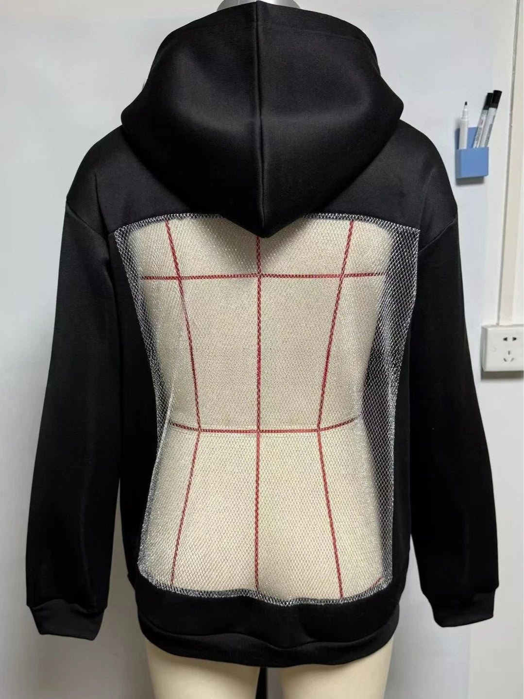 Hoodie Hollow Mesh Back Women'S Sweatshirt Casual Long Sleeve Headband Pocket Women's Open Back Hoodie with Sheer Mesh Cut-Out