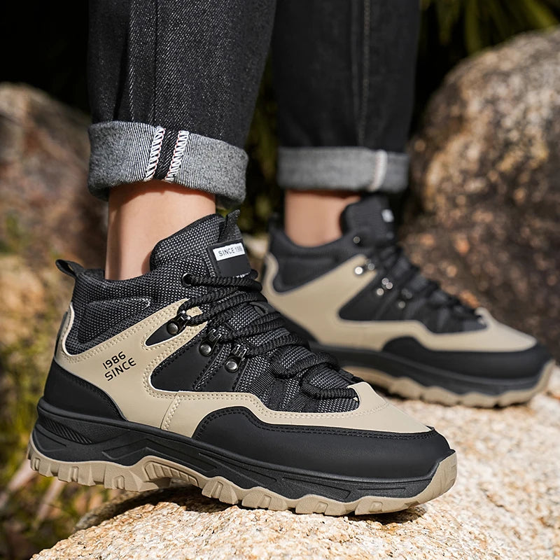Hiking boots spring autumn new mem's casual sprots boots fashion anti slip soft sole comfort workwear boots youth outdoor boots