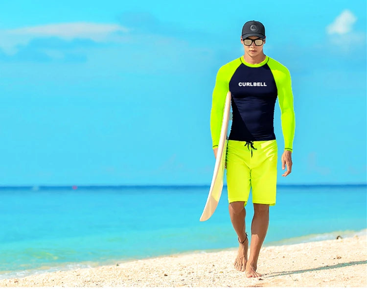 SAILBEE Men's UV Sun Protection Long Sleeve Rash Guard Wetsuit Swimsuit Top Diving Suit Men Split Long-Sleeved Trousers Sunscree