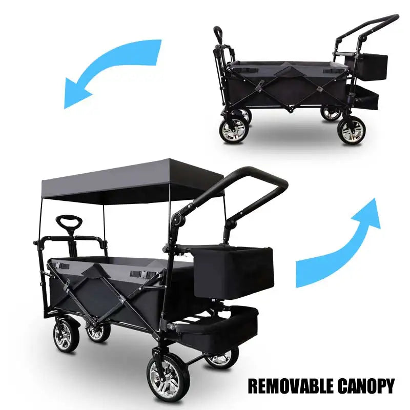 Outdoor Camping Vehicle with Shed, Multifunctional, Installation Free, Foldable Pole Camping Vehicle, Portable Shopping Cart