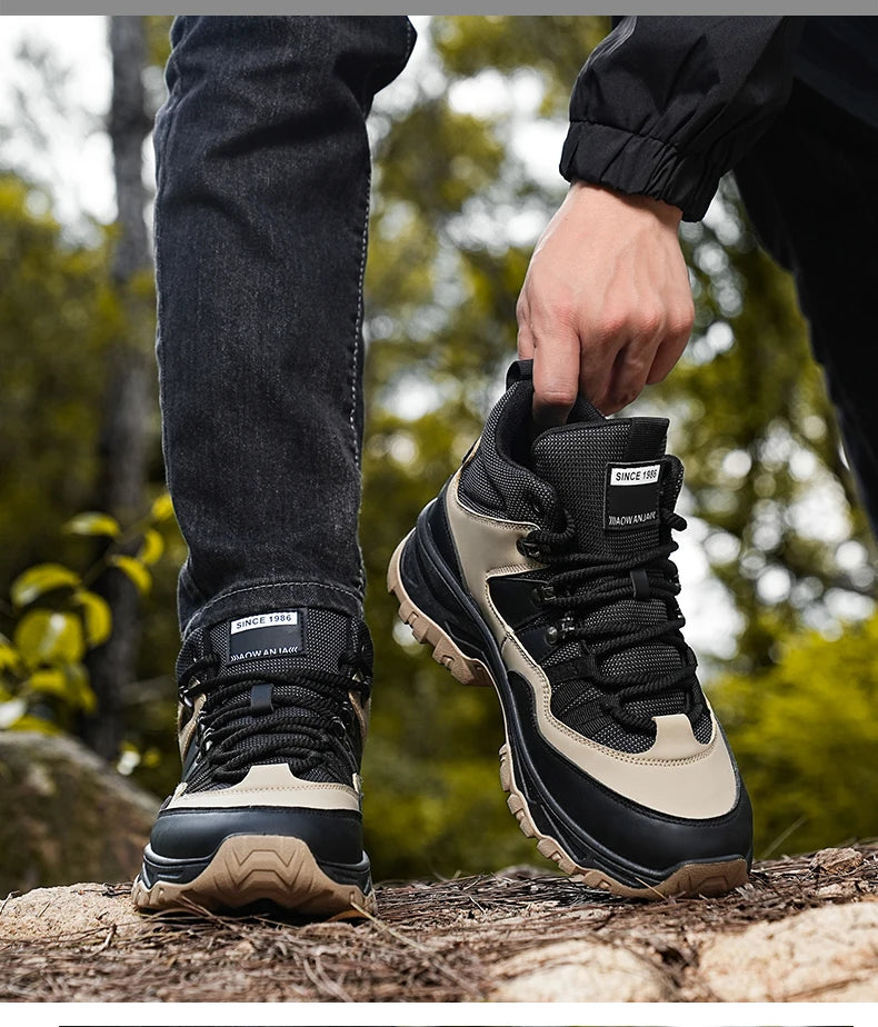 Hiking boots spring autumn new mem's casual sprots boots fashion anti slip soft sole comfort workwear boots youth outdoor boots