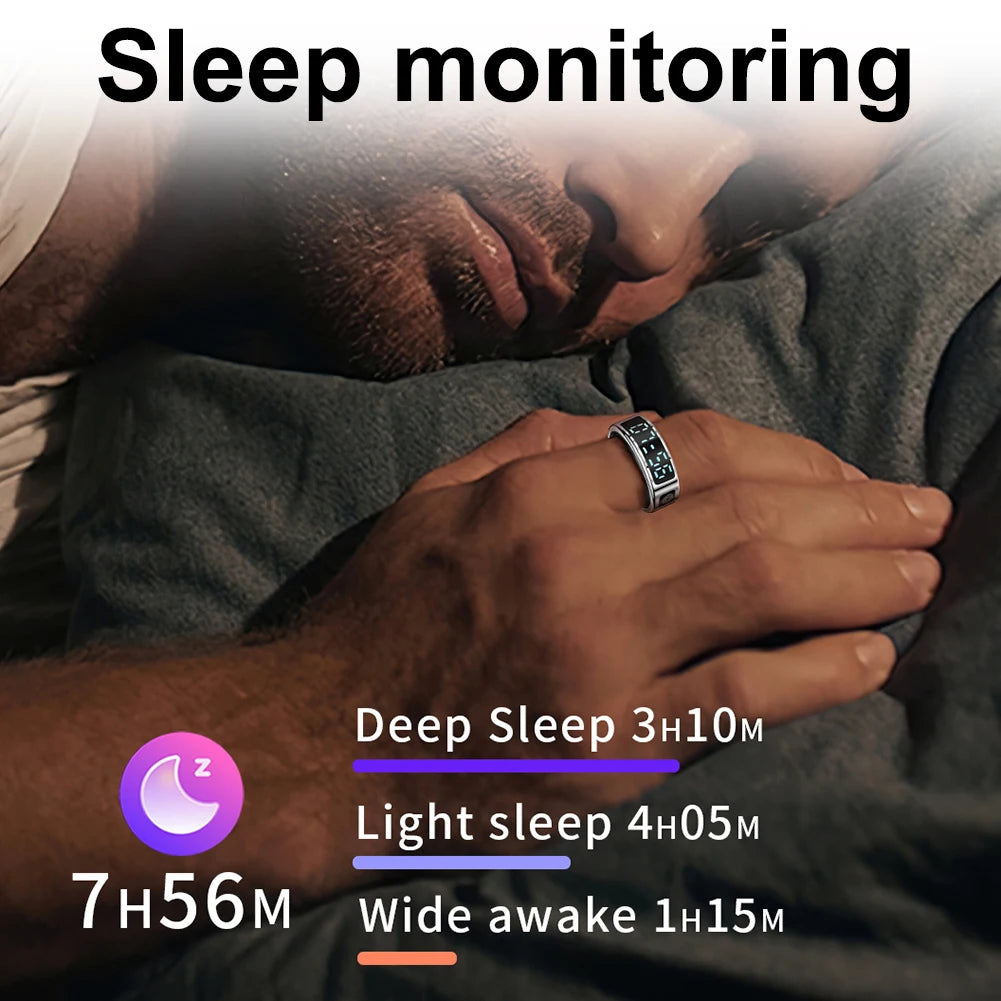 2025 New RS08 Smart Ring 5ATM Waterproof Health Fitness Ring Multi Sport Modes Heart Rate and Blood Oxygen Monitor for Men Women