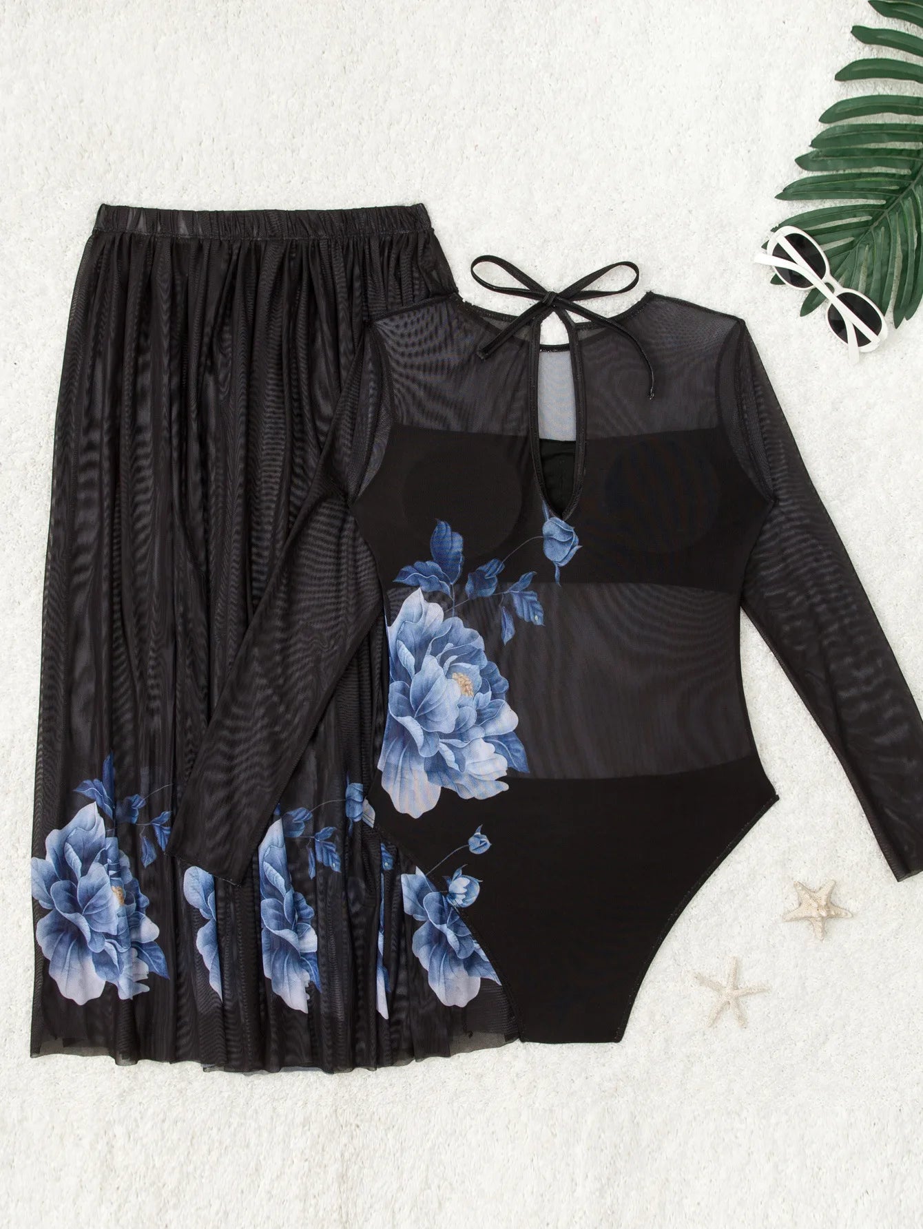 Women Long Sleeve Swimsuit with Skirt Set UV Protection Rash Guard Surfing Diving One-Piece Swimwear Beach Sports Bathing Suit