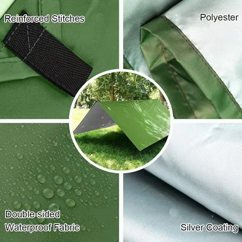 Camping Canopy: A Multifunctional Outdoor Shelter Featuring Four Elastic Guy Lines and Two Ground Anchors （Without support rods）