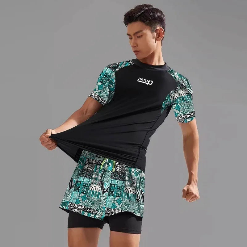 Men's Plus Size Swim Suit Double-layer Shorts Quick Drying Breathable Swimwear Men Beach Suit Bathing Suit