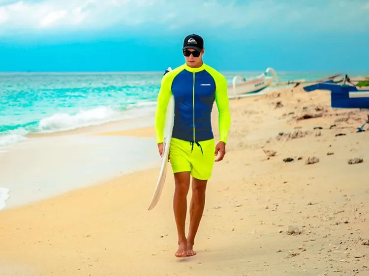 SAILBEE Men's UV Sun Protection Long Sleeve Rash Guard Wetsuit Swimsuit Top Diving Suit Men Split Long-Sleeved Trousers Sunscree