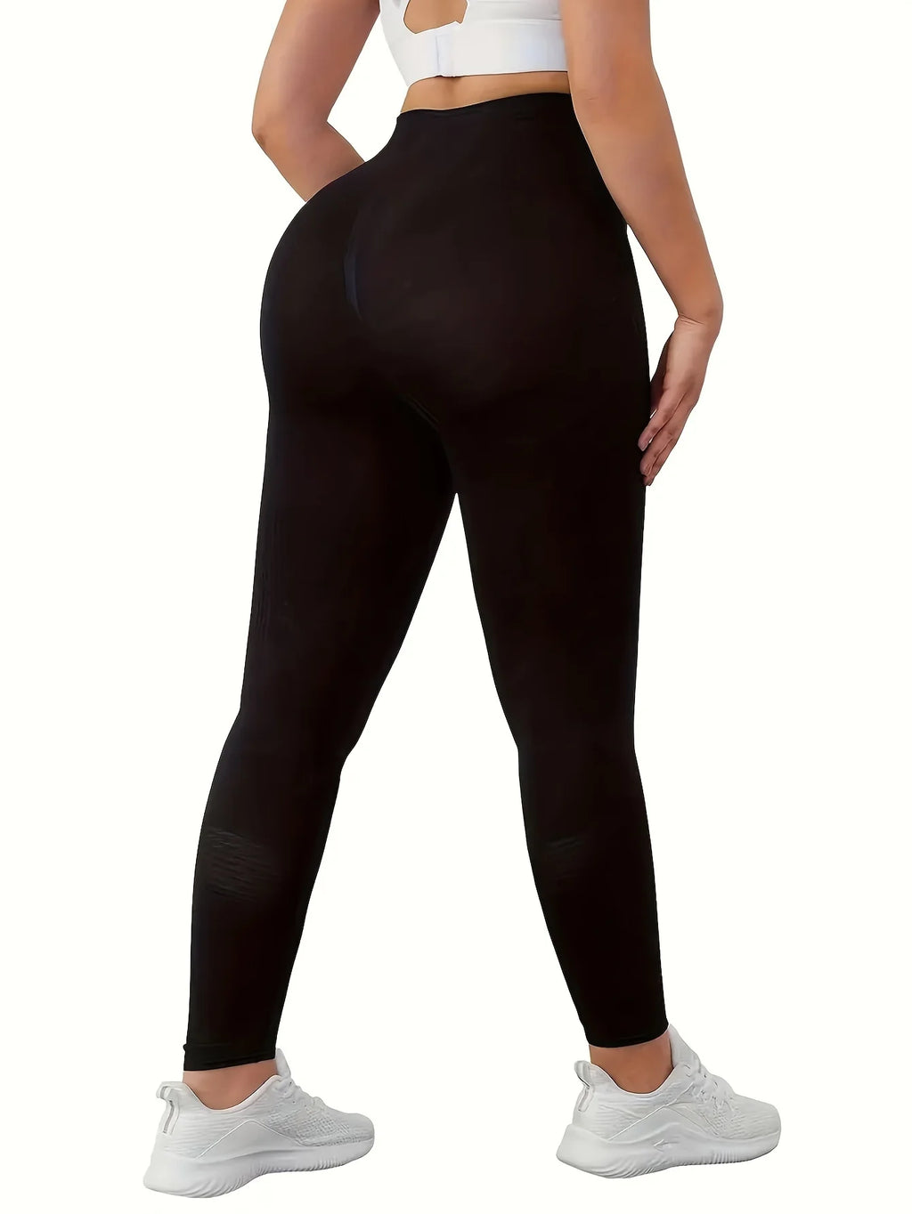 Solid high-waisted abdominal control fitness yoga pants, quick-dry running and yoga pants for hip lifting, women's sportswear