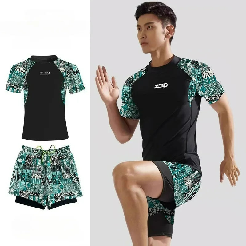 Men's Plus Size Swim Suit Double-layer Shorts Quick Drying Breathable Swimwear Men Beach Suit Bathing Suit