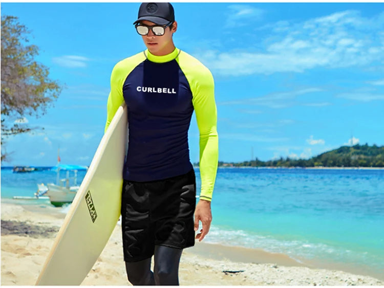 SAILBEE Men's UV Sun Protection Long Sleeve Rash Guard Wetsuit Swimsuit Top Diving Suit Men Split Long-Sleeved Trousers Sunscree