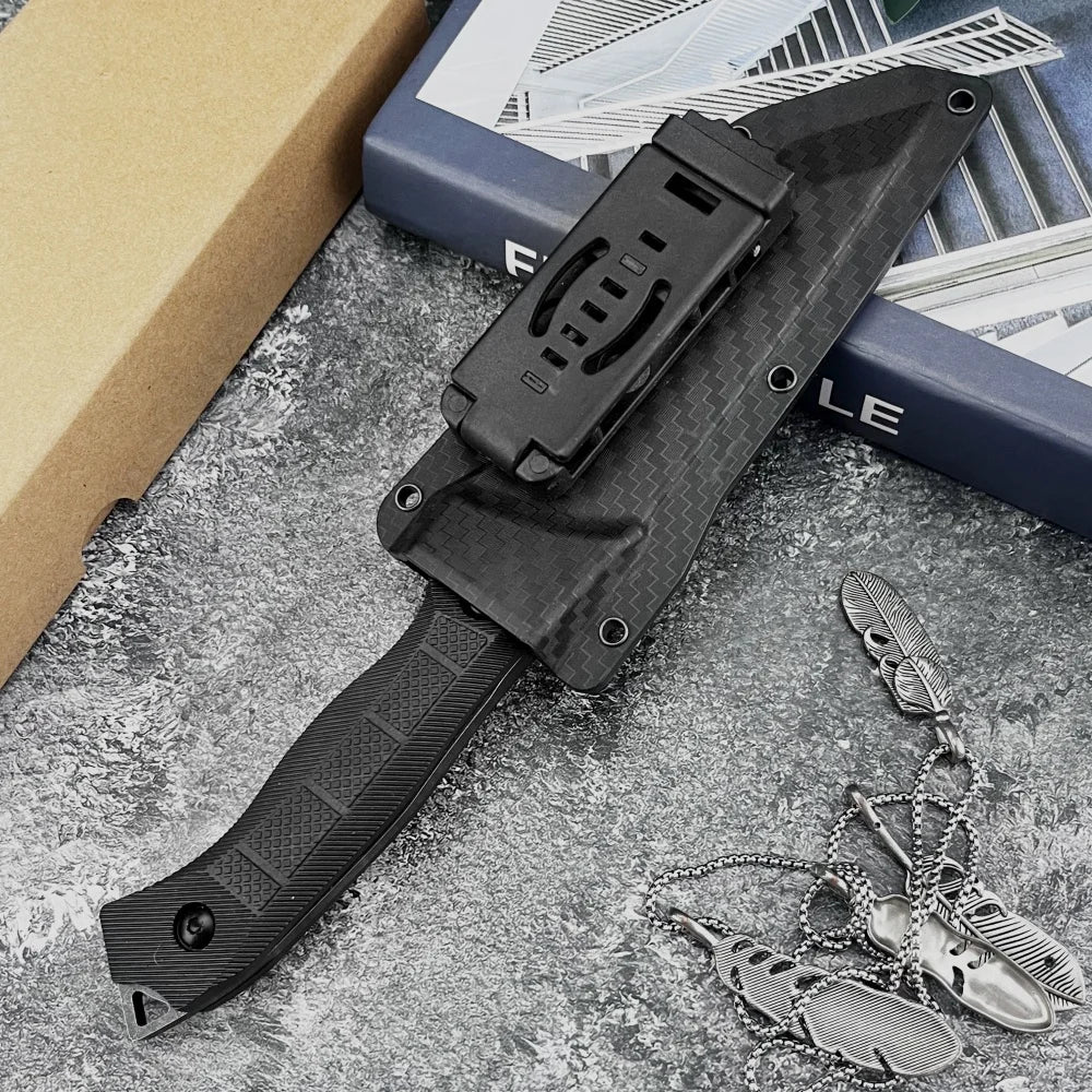 Hiking Travel  Camping Knife with Sheath   Fixed Blade 420 Steel Blade ABS Handle Outdoor High-Hardness Hiking Climbing Knife
