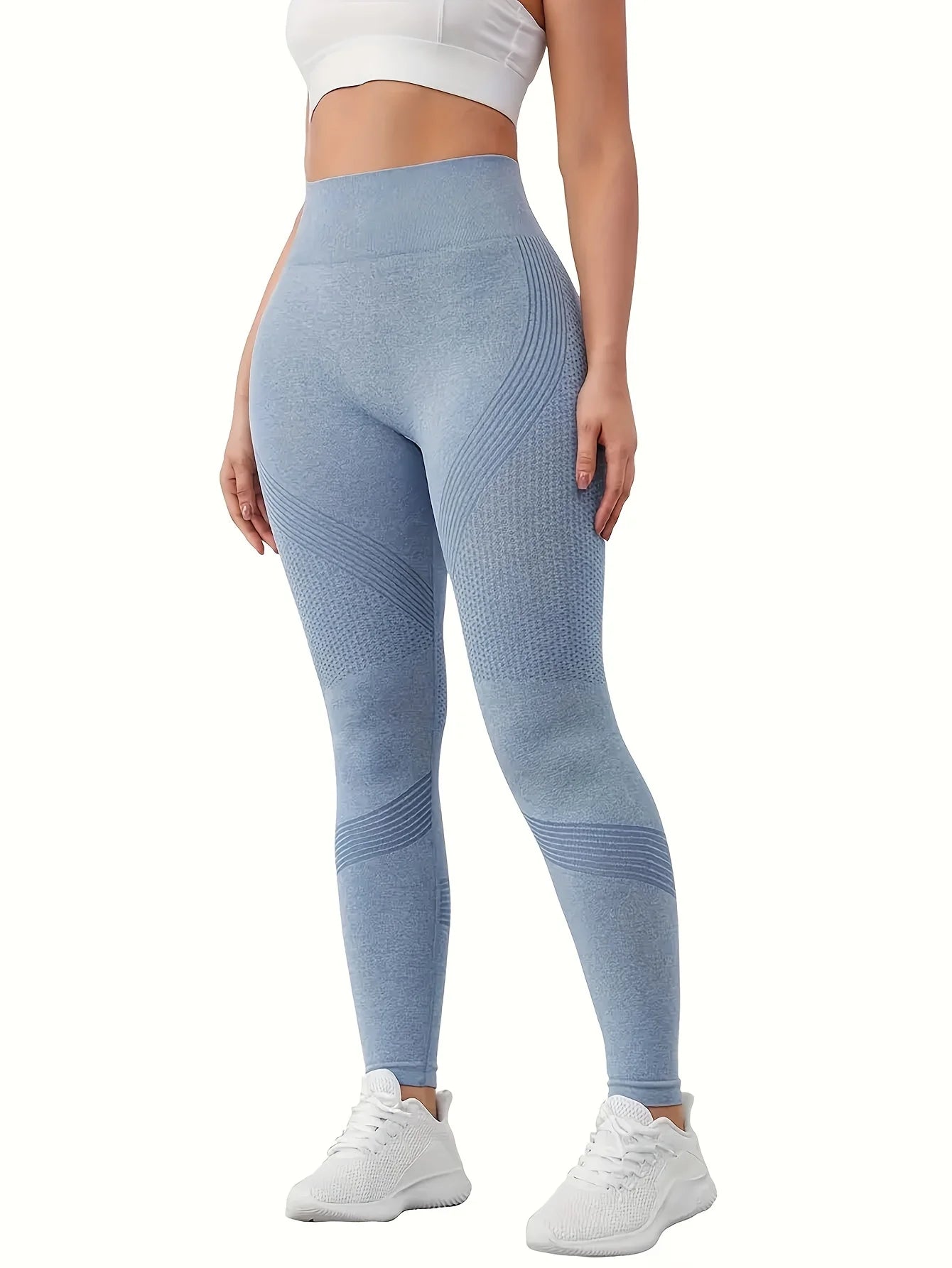Solid high-waisted abdominal control fitness yoga pants, quick-dry running and yoga pants for hip lifting, women's sportswear