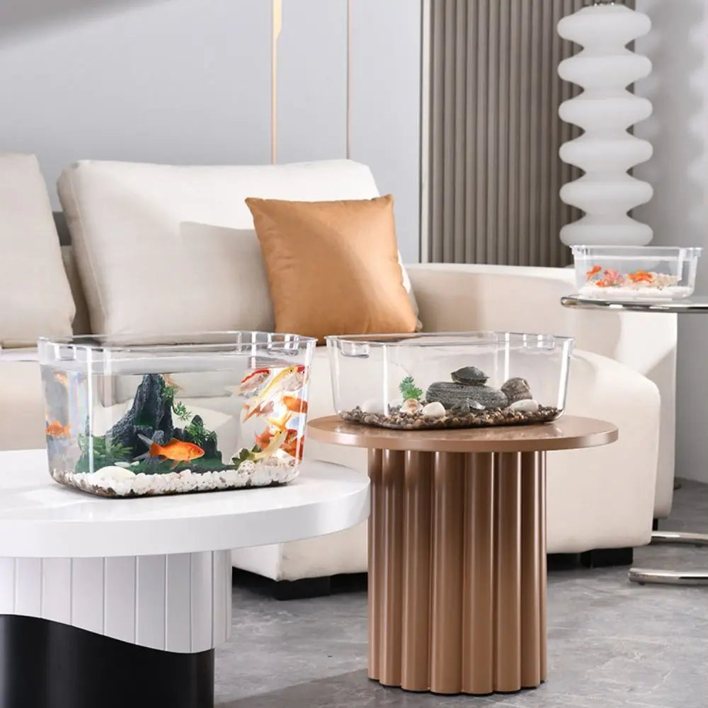 Transparent Explosion-proof Plastic Fish Tank Fall Prevention PET Desktop Goldfish Bowl Small Ecological Water Tank
