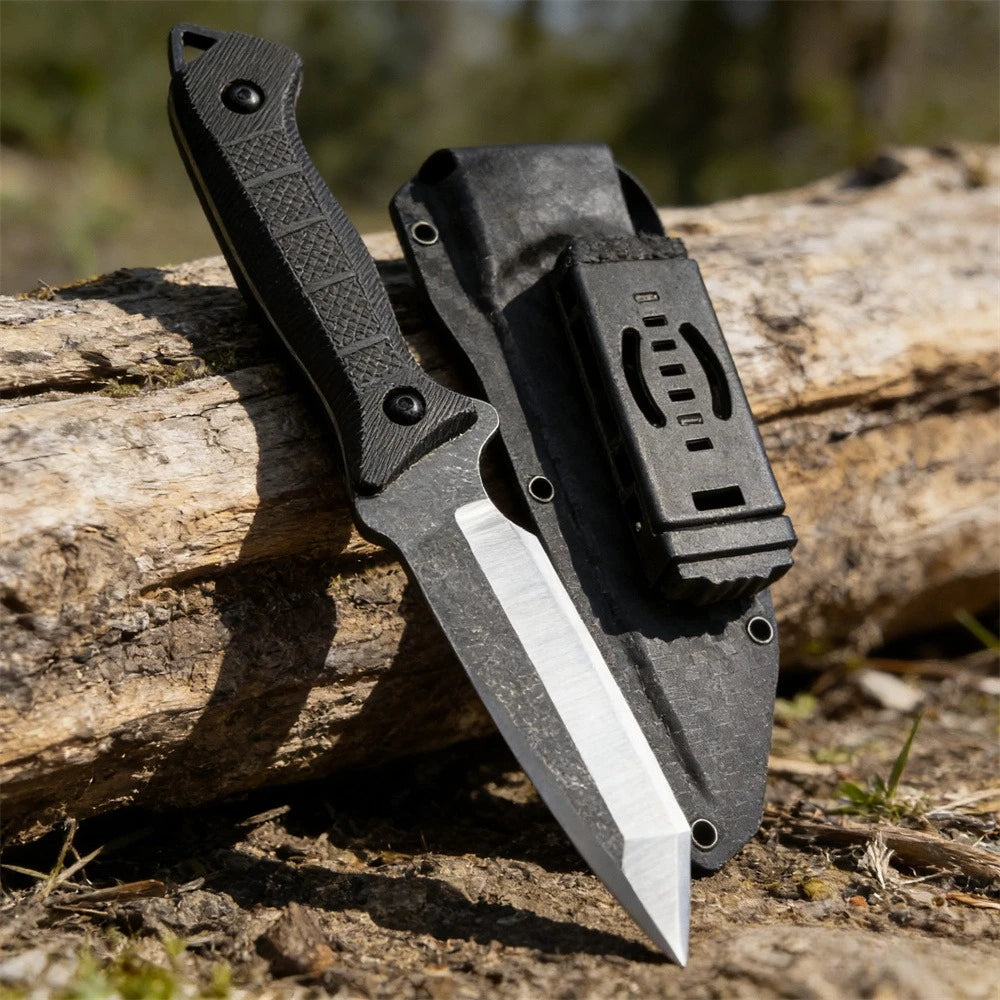 Hiking Travel  Camping Knife with Sheath   Fixed Blade 420 Steel Blade ABS Handle Outdoor High-Hardness Hiking Climbing Knife