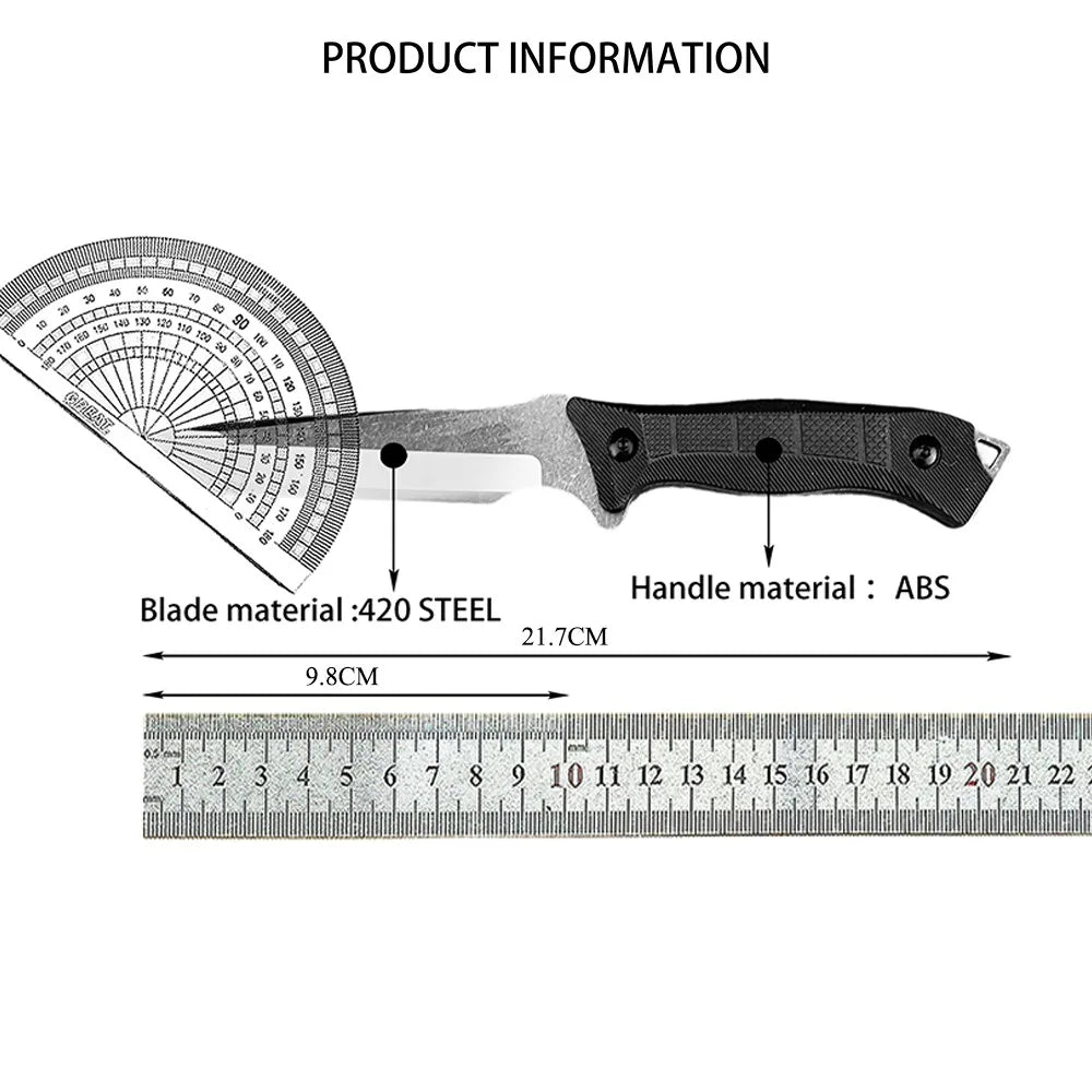Hiking Travel  Camping Knife with Sheath   Fixed Blade 420 Steel Blade ABS Handle Outdoor High-Hardness Hiking Climbing Knife