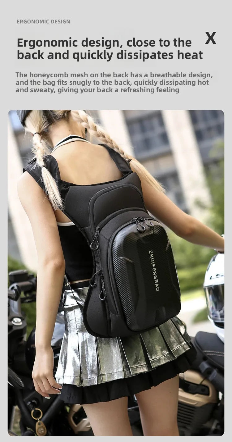 Motorcycle Backpack And Leg Bag Set for Men Hard Shell Multifunctional Riding Gear Outdoor Crossbody Chest Pack