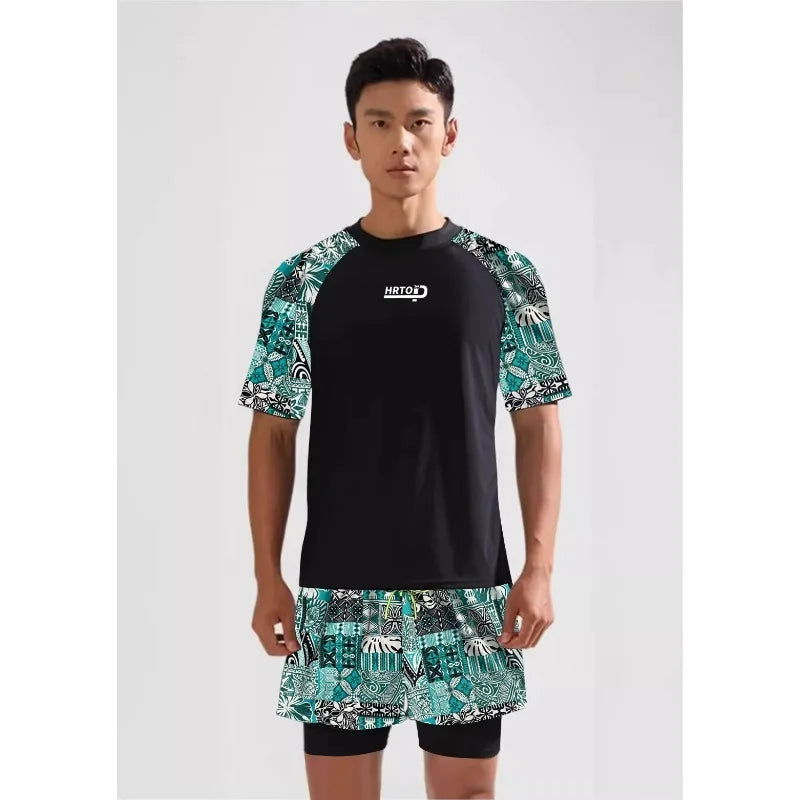 Men's Plus Size Swim Suit Double-layer Shorts Quick Drying Breathable Swimwear Men Beach Suit Bathing Suit