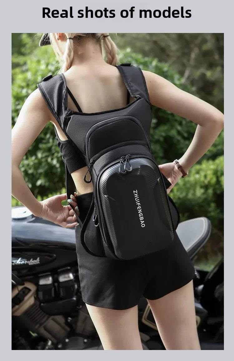 Motorcycle Backpack And Leg Bag Set for Men Hard Shell Multifunctional Riding Gear Outdoor Crossbody Chest Pack