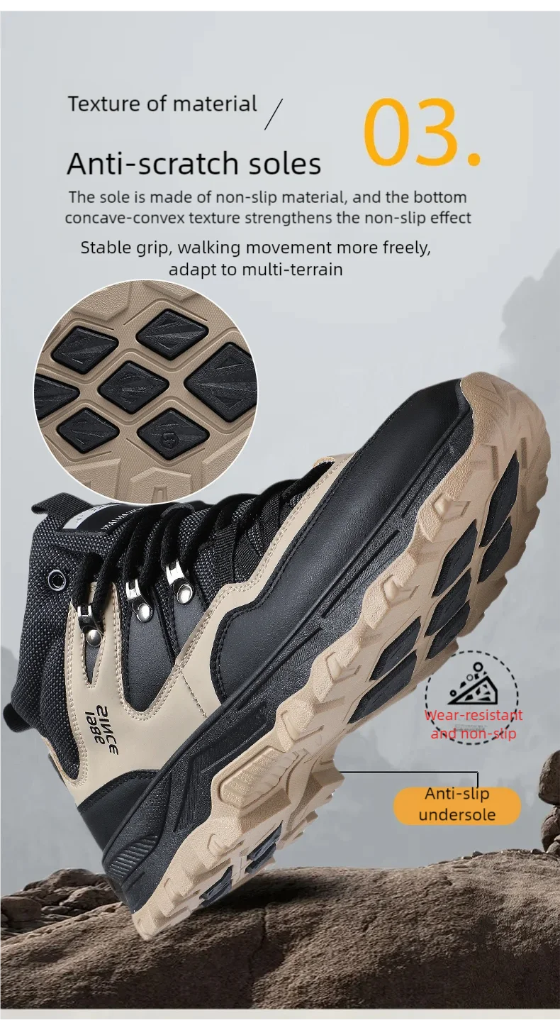 Hiking boots spring autumn new mem's casual sprots boots fashion anti slip soft sole comfort workwear boots youth outdoor boots