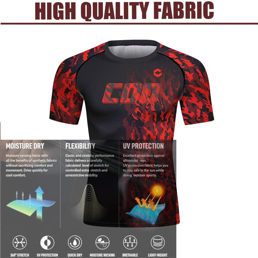 Cody Men Athletic Sportswear Compression Gym Fitness T-shirts Tight Boxing Jersey  jiu jitsu Bjj Rashguard Muay Thai Teeshirt 