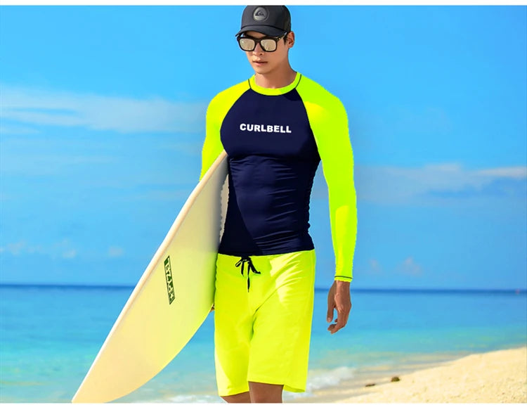 SAILBEE Men's UV Sun Protection Long Sleeve Rash Guard Wetsuit Swimsuit Top Diving Suit Men Split Long-Sleeved Trousers Sunscree