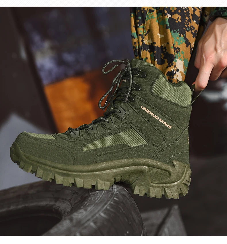 Men'sHiking Shoes Tactical Sport Shoes Male High Top Waterproof Outdoor Mountain Climbing Shoes Hunting Boots Men Outdoor Boots