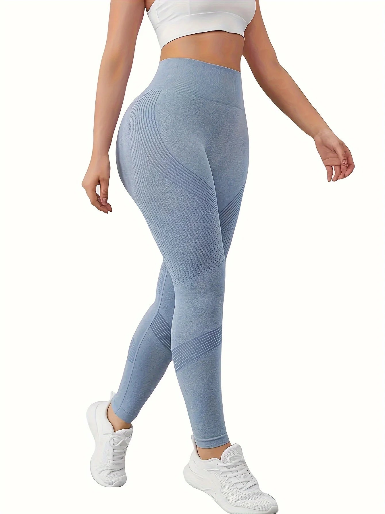 Solid high-waisted abdominal control fitness yoga pants, quick-dry running and yoga pants for hip lifting, women's sportswear