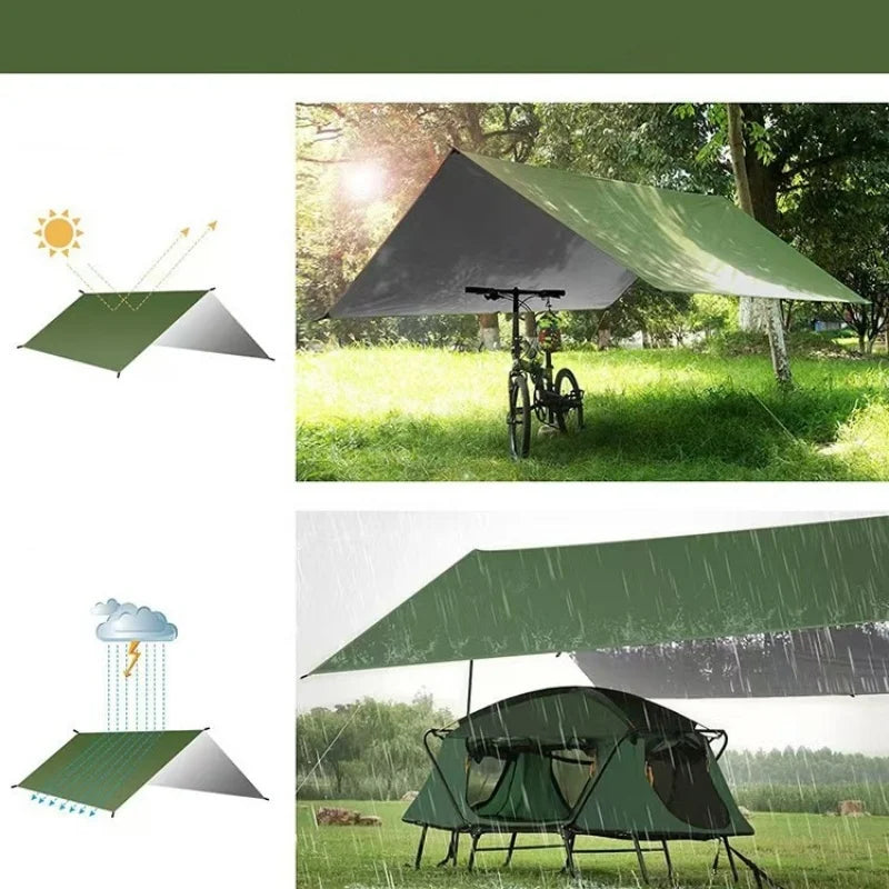 Camping Canopy: A Multifunctional Outdoor Shelter Featuring Four Elastic Guy Lines and Two Ground Anchors （Without support rods）
