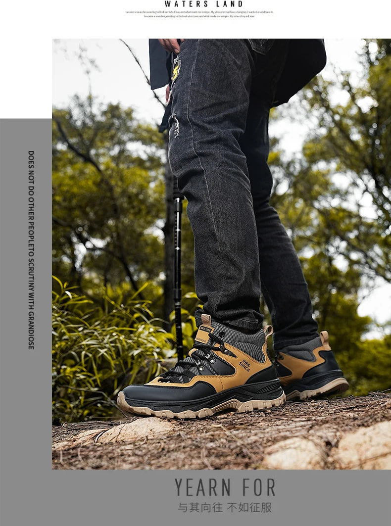 Hiking boots spring autumn new mem's casual sprots boots fashion anti slip soft sole comfort workwear boots youth outdoor boots