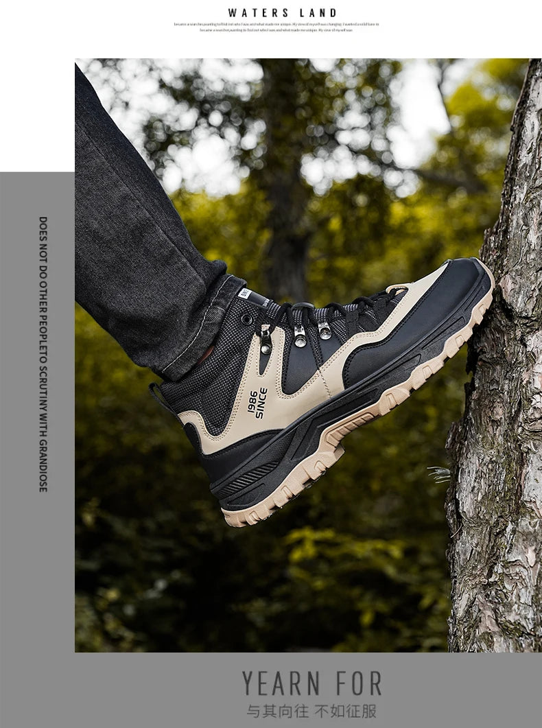 Hiking boots spring autumn new mem's casual sprots boots fashion anti slip soft sole comfort workwear boots youth outdoor boots