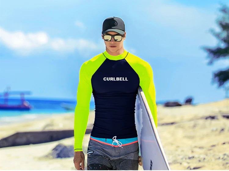 SAILBEE Men's UV Sun Protection Long Sleeve Rash Guard Wetsuit Swimsuit Top Diving Suit Men Split Long-Sleeved Trousers Sunscree