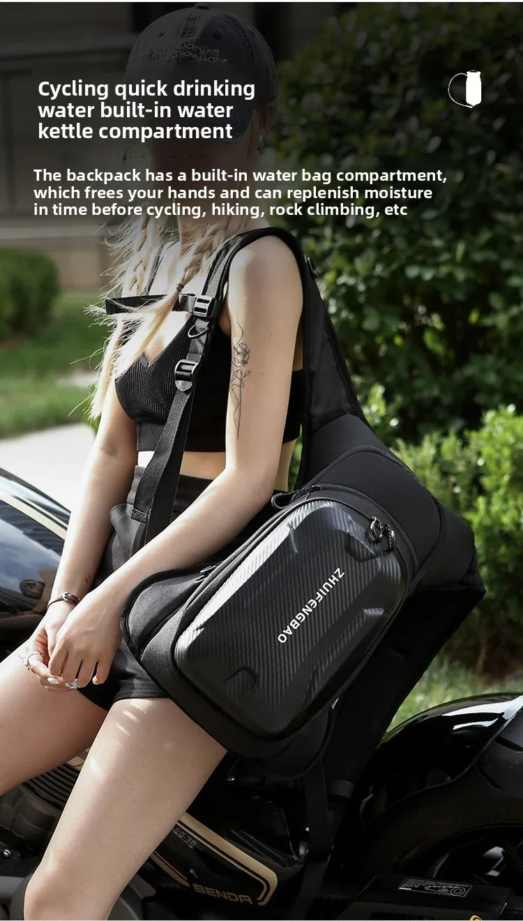 Motorcycle Backpack And Leg Bag Set for Men Hard Shell Multifunctional Riding Gear Outdoor Crossbody Chest Pack
