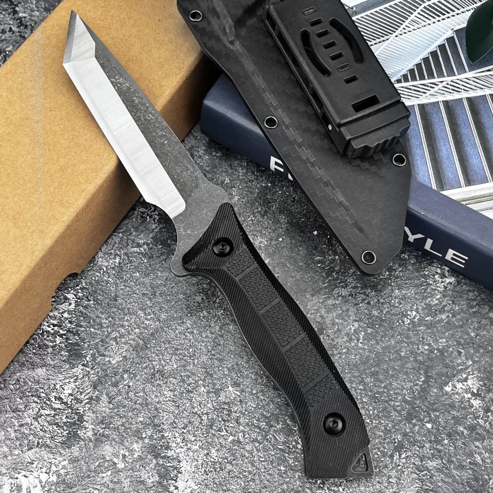 Hiking Travel  Camping Knife with Sheath   Fixed Blade 420 Steel Blade ABS Handle Outdoor High-Hardness Hiking Climbing Knife