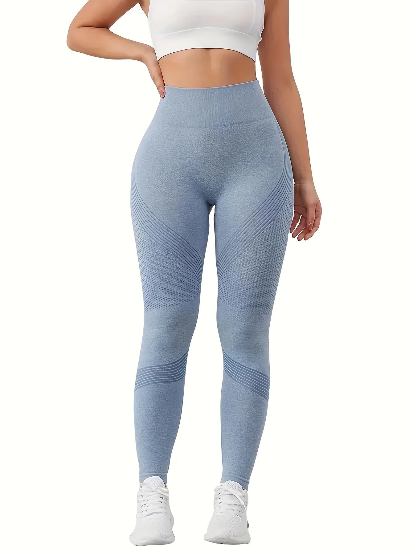 Solid high-waisted abdominal control fitness yoga pants, quick-dry running and yoga pants for hip lifting, women's sportswear