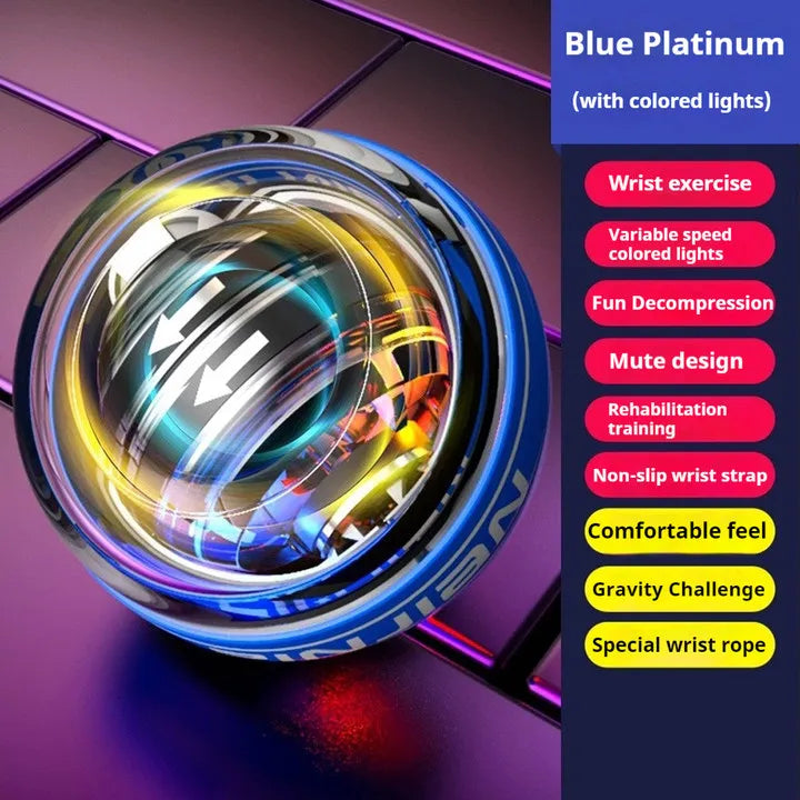 LED Power Wrist Ball Self-Starting Gyro Trainer For Home Arm Fitness Hand Muscle Exercise Non-Slip Grip Durable Men Women