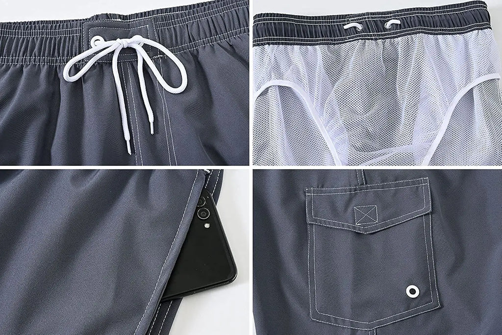 Men's Summer Beach Shorts Swimsuits Mesh Lined Swimwear Board Shorts Male Swimming Trunks Bathing Suit Sports Clothes