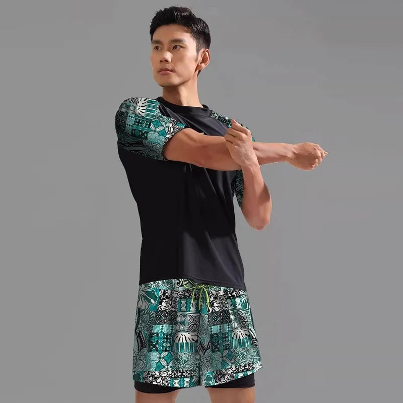 Men's Plus Size Swim Suit Double-layer Shorts Quick Drying Breathable Swimwear Men Beach Suit Bathing Suit