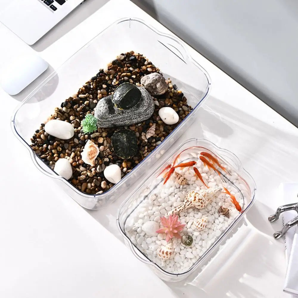 Transparent Explosion-proof Plastic Fish Tank Fall Prevention PET Desktop Goldfish Bowl Small Ecological Water Tank