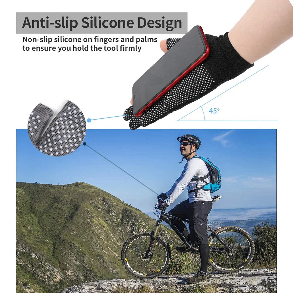 Non-slip Touchscreen Nylon Gloves Men Women Summer Outdoor Riding Sport Fitness Breathable Non-slip Sunscreen Half Finger Gloves