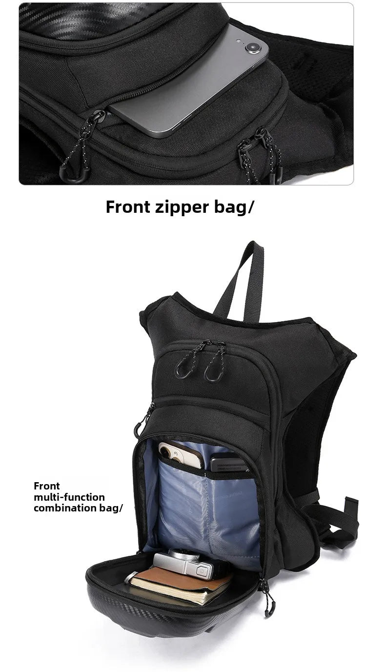 Motorcycle Backpack And Leg Bag Set for Men Hard Shell Multifunctional Riding Gear Outdoor Crossbody Chest Pack
