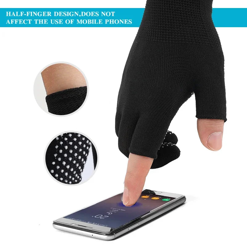 Non-slip Touchscreen Nylon Gloves Men Women Summer Outdoor Riding Sport Fitness Breathable Non-slip Sunscreen Half Finger Gloves