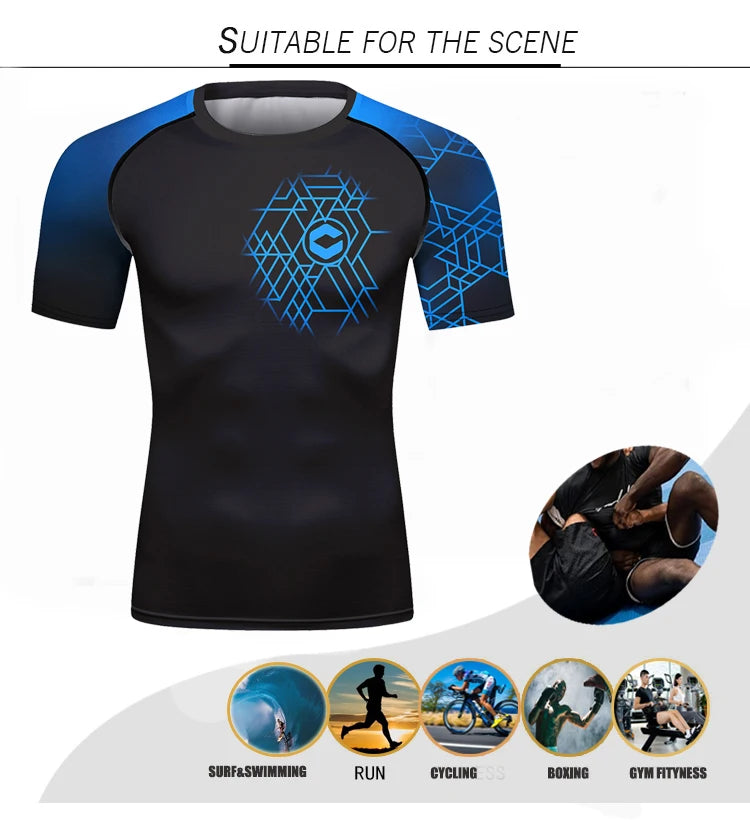 Cody Men Athletic Sportswear Compression Gym Fitness T-shirts Tight Boxing Jersey  jiu jitsu Bjj Rashguard Muay Thai Teeshirt 