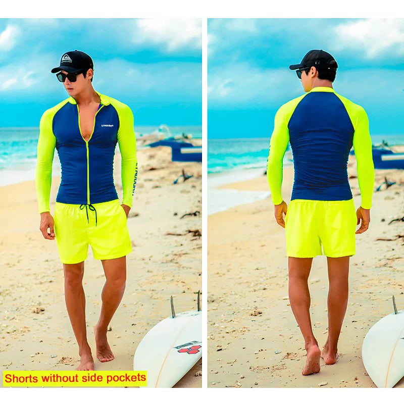 SAILBEE Men's UV Sun Protection Long Sleeve Rash Guard Wetsuit Swimsuit Top Diving Suit Men Split Long-Sleeved Trousers Sunscree